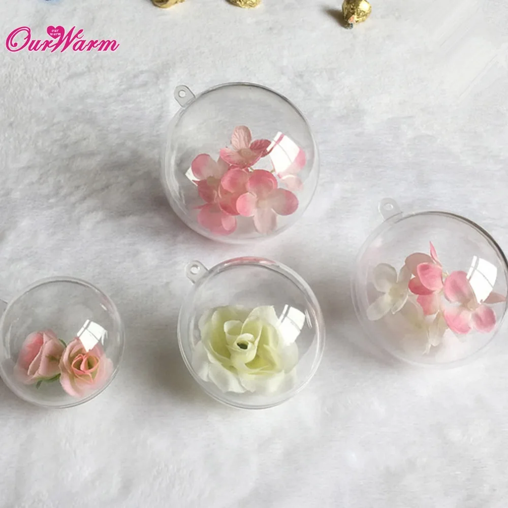 

100pcs 50mm Party Favors Box Plastic Jewelry Ball Transparent Acrylic Xmas Christmas Tree Wedding Party Decoration Supplies