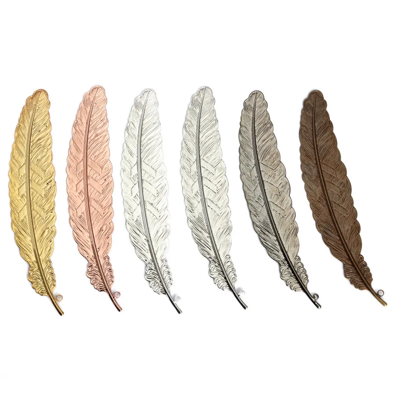 

5ps 24x110mm/12x53mm Copper Feather Jewelry Findings Metal Tassel Brass Material DIY Pendant Bracelet Jewelry Accessories