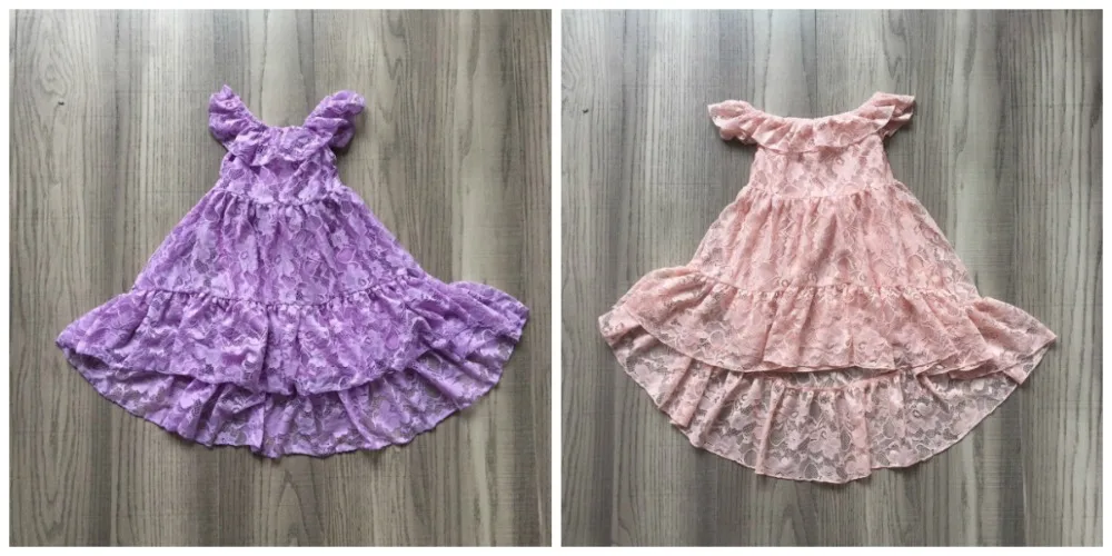

new arrivals Summer dress baby girls children clothes soft late pink lavender ruffles boutique milk silk knee length kidswear