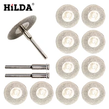 HILDA 10 sztuk/zestaw 30mm Mini diamentowe brzeszczot do cięcia srebra tarcze z 2X łączący chwyt do wiertarka Dremel Fit Rotary Tool