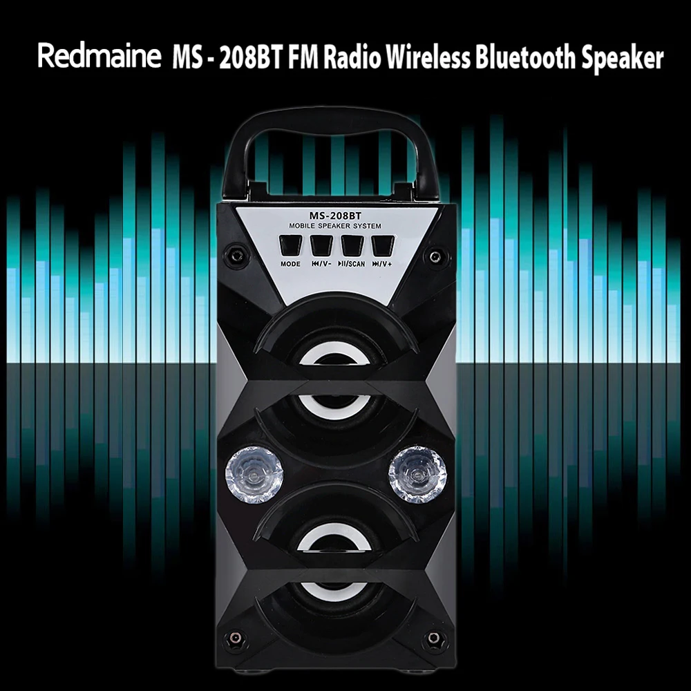 Excelvan MS-208BT портативный с высокой выходной мощностью fm-радио беспроводной Bluetooth динамик поддерживает FM TF карты Регулятор громкости воспроизведения музыки