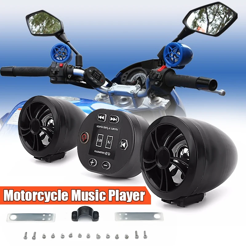 2.5Inch 12V Motorcycle Speaker Stereo Sound System USB Music MP3 Player Audio FM Radio Moto Anti