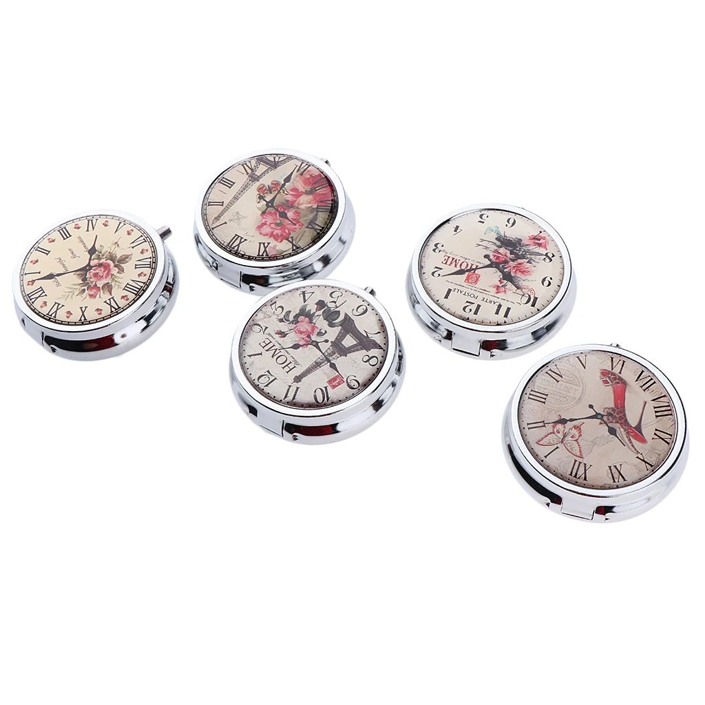 Home Travel Box Round 3 Grids Candy Pills Box Portable Tin Pots Cosmetic Jars Case Container with Mirror