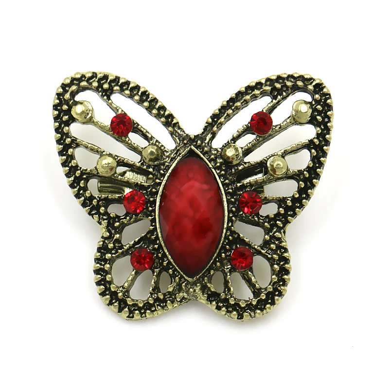 

Antique Gold Color Crystal and Resin Stone Butterfly Brooch Pins for Women in Assorted Colors