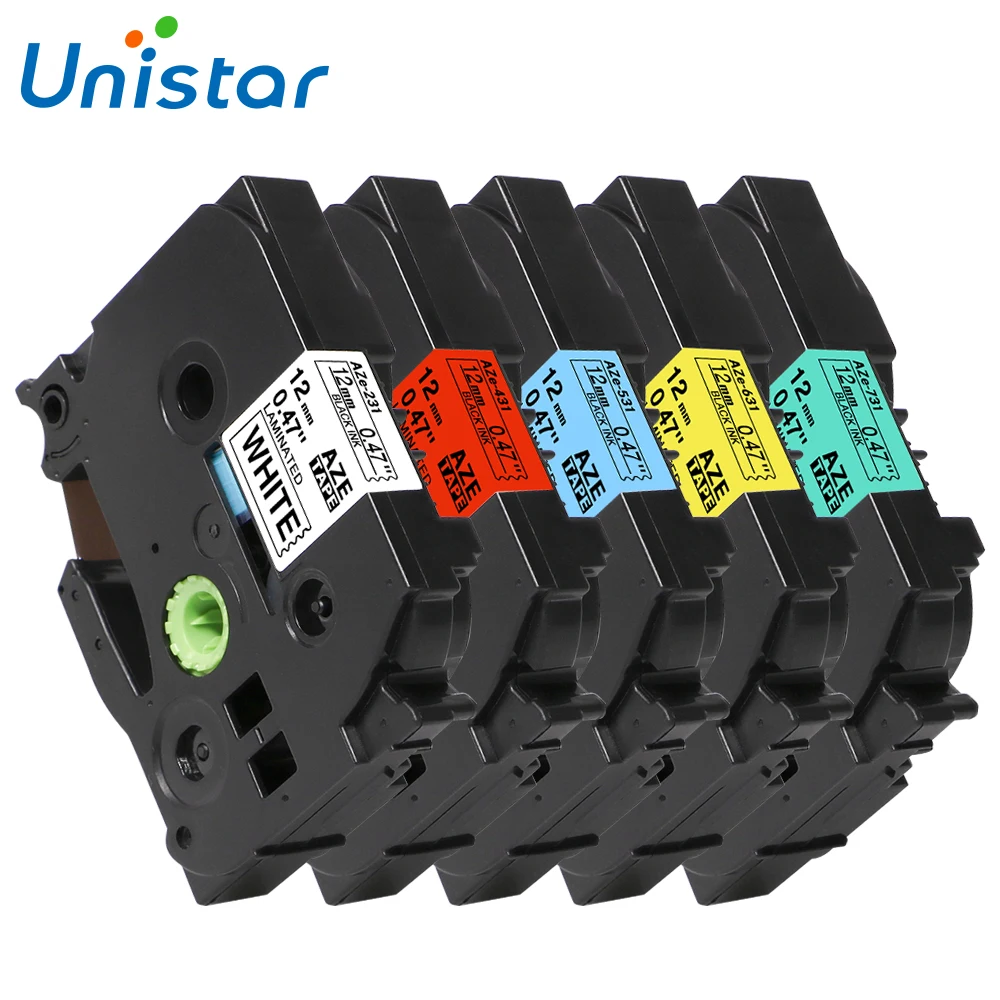 

5PCS/Lot Compatible Brother P-touch 12mm Combo Set Label Tapes TZe-231 TZe-431 TZe-531 TZe-631 TZe-731 Multi-color TZ Tape 12mm