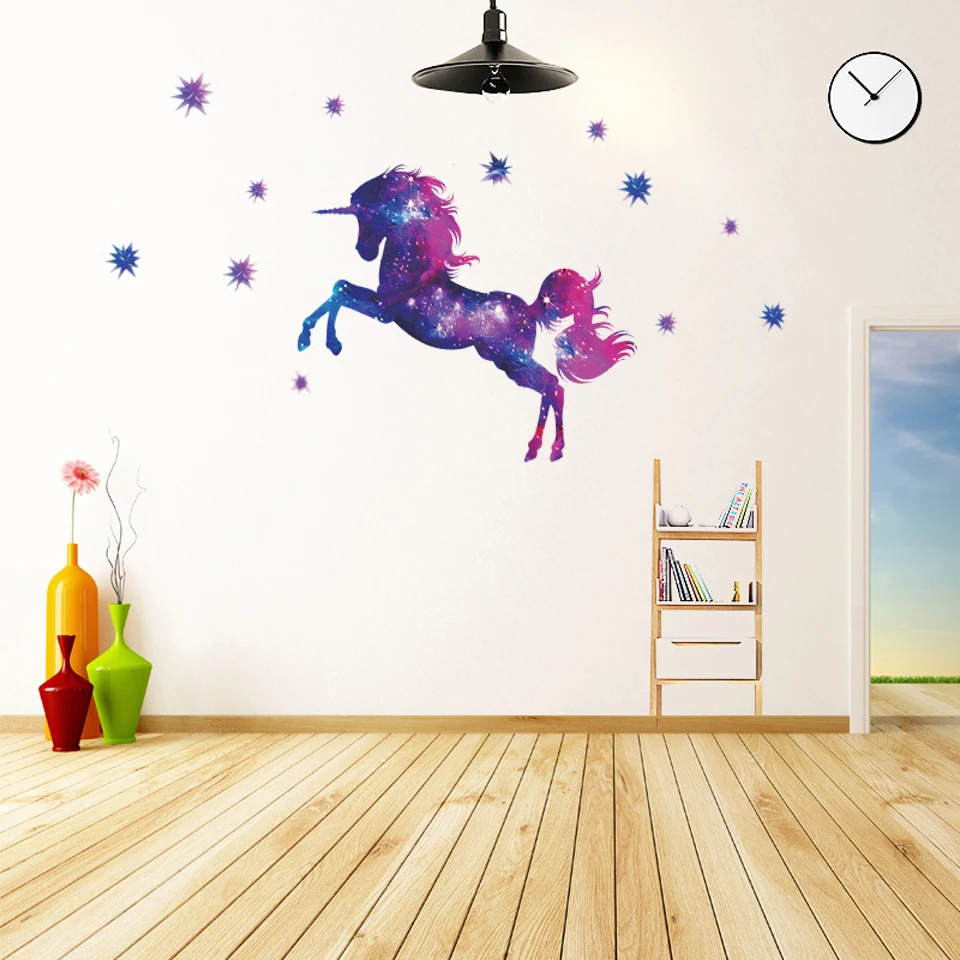 Розовые Фламинго Единорог настенные наклейки для детской комнаты девушки комнаты спальни Декор мультфильм Животные наклейки на воздушные шары для декора стен комнаты