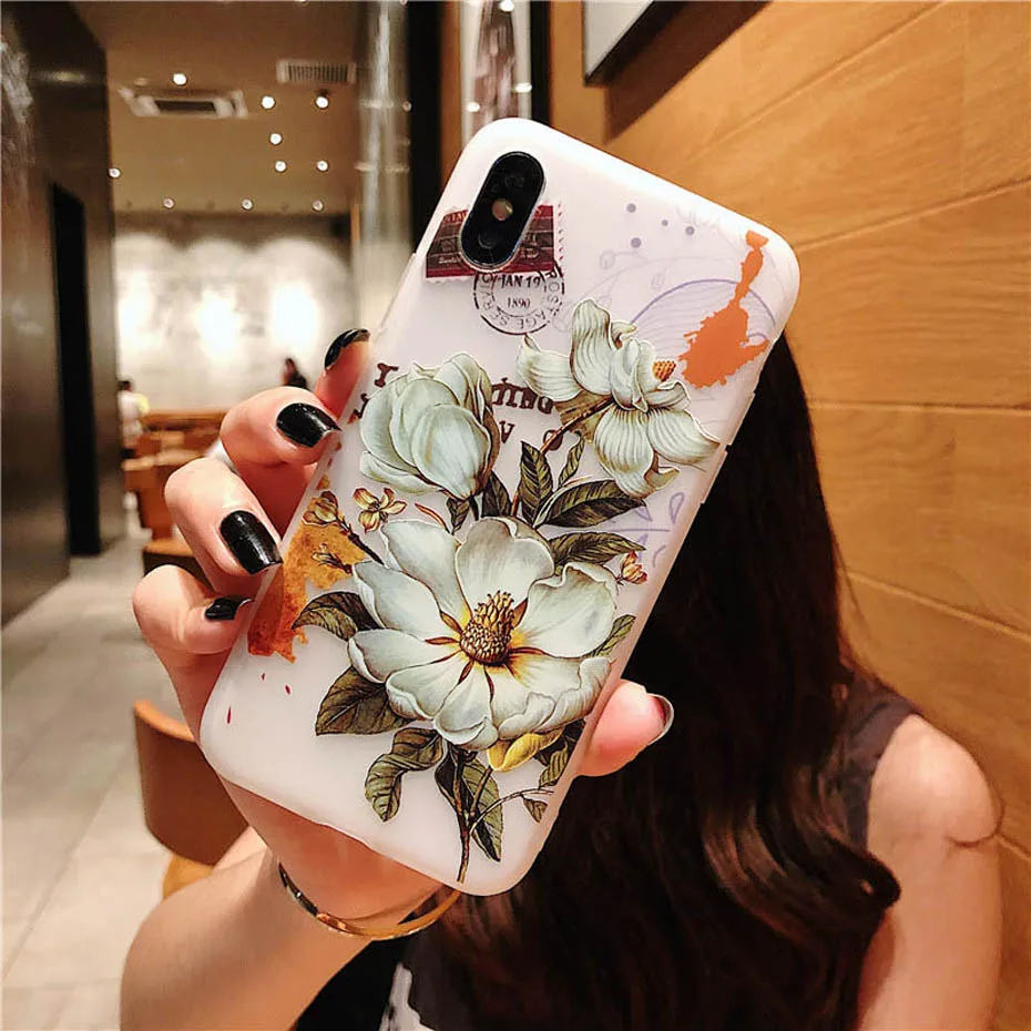 YAMIZOO Flower Case For iPhone 6 5s 7 6s 8 Plus Phone Cases 5 se 6 7 Girly Cover For iPhone x xr xs max Luxury Case Soft Fundas (6)