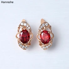 HANRESHE, серьги-гвоздики, для свадебной вечеринки, синий, красный кристалл, пуш-ап, простые серьги-гвоздики, кубический цирконий для женщин, ювелирное изделие, подарок