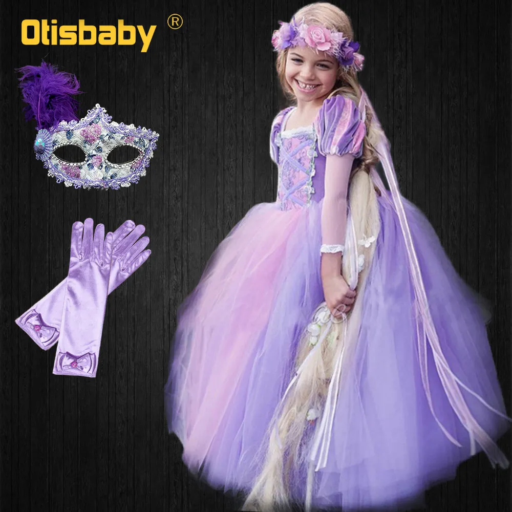 Сказочное платье принцессы Рапунцель для девочек Детские вечерние карнавальные костюмы для девочек, платье Рапунцель, праздничное платье принцессы Софии - Цвет: B