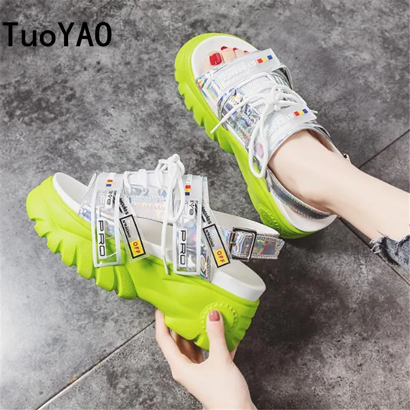 

TuoYAO Chunky Platform Wedge Women Sandals Summer Beach Open Toe Woman Sandalias Breathable Thick Sole Mujer Casual Footwear