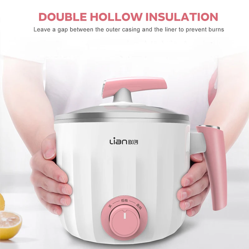 

2019 Drop Shpping 10pcs 1.2L Stainless Steel Pot Mini Electric Skillet Cooking Noodles Insulation and Anti-Scalding