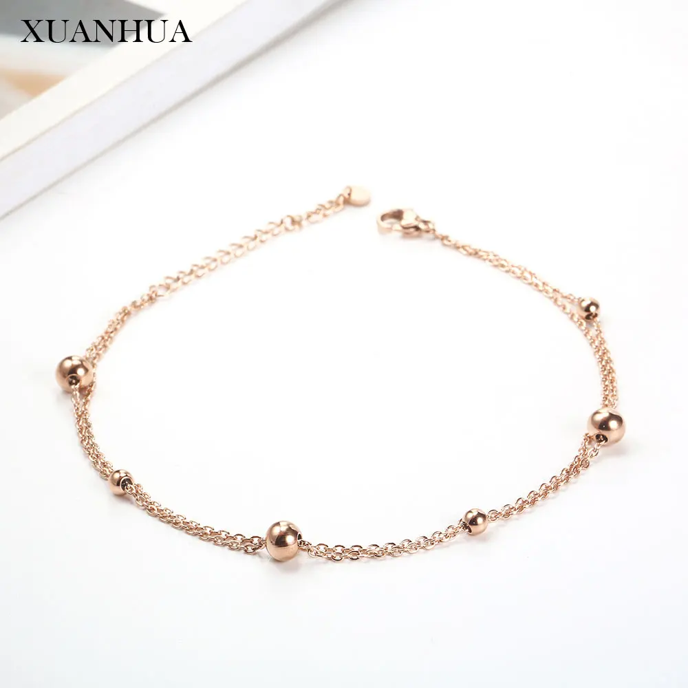 XUANHUA, розовое золото, стальные браслеты на цепочке, браслеты из нержавеющей стали, ювелирные изделия для женщин, мода, ювелирные изделия, аксессуары в богемном стиле