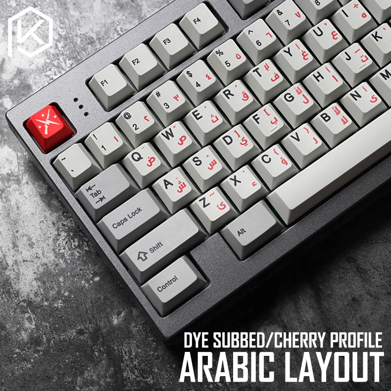 

kprepublic 139 Arabic language root font letter Cherry profile Dye Sub Keycap PBT for gh60 xd60 xd84 cospad tada68 87 104 fc660