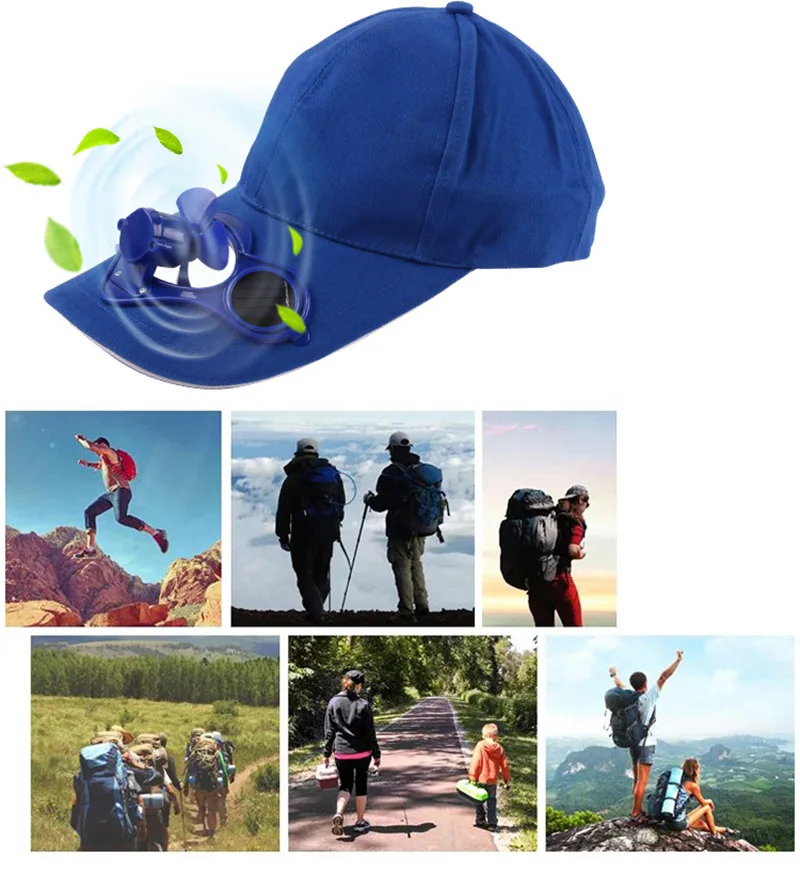 Summer Women Men Solar Panel Powered Fan Cooling Baseball Cap Fashion Unisex  Switch Fan Cool Outdoor Caps CP0016 (7)