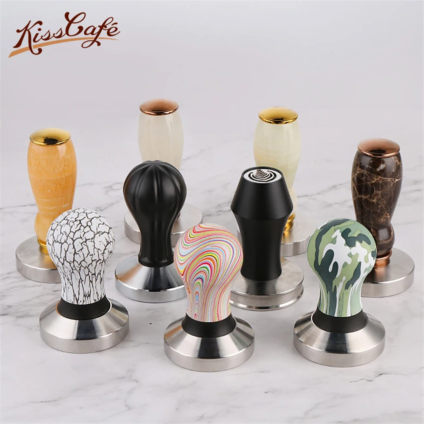 

304 Stainless Steel Base Marble Handle Tamper Colour Camouflage Coffee Powder Hammer 58mm Customizd Coffee Accessories CIQ