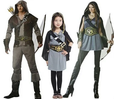 

2016 Halloween Adult Fancy Dress For Couples Fuuny Hunter Costume Cosplay Carnival Costumes Forest prince princess clothing