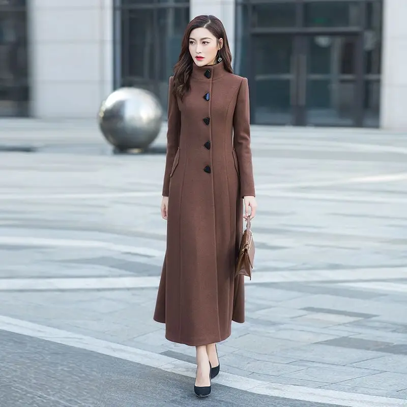 Se Épais Chaud Laine De Grande Zang wine Qing Tou Femelle Mélanges Taille Slim Maxi red Solide Femmes V506 Outwear black Montant Pardessus Automne Hiver Manteaux Se Long Col qian shen Red Se Jiao Se qian Tang OqwTx6Bn
