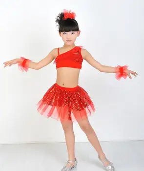 

2020 New Arrival Children's performance clothing girls costume Modern sequined veil Latin dance Dress Free Shipping