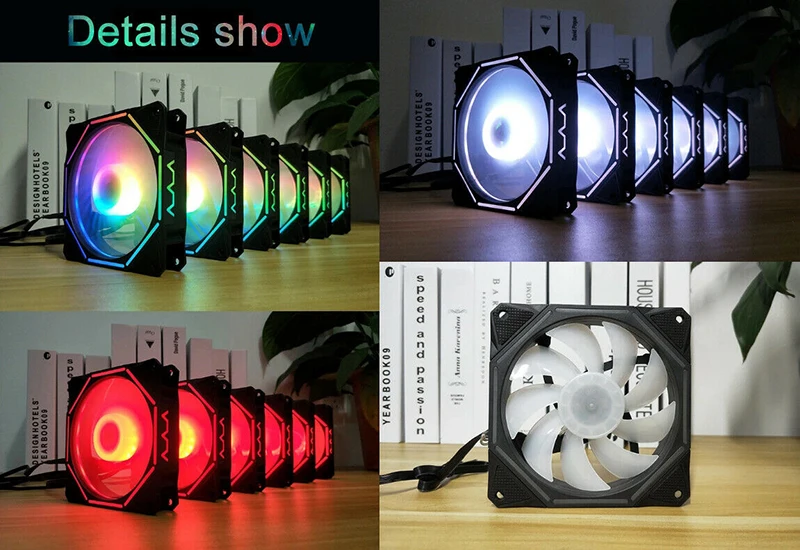 Цветной вентилятор RGB 120 мм светодиодный светящийся двойной аура корпус ПК