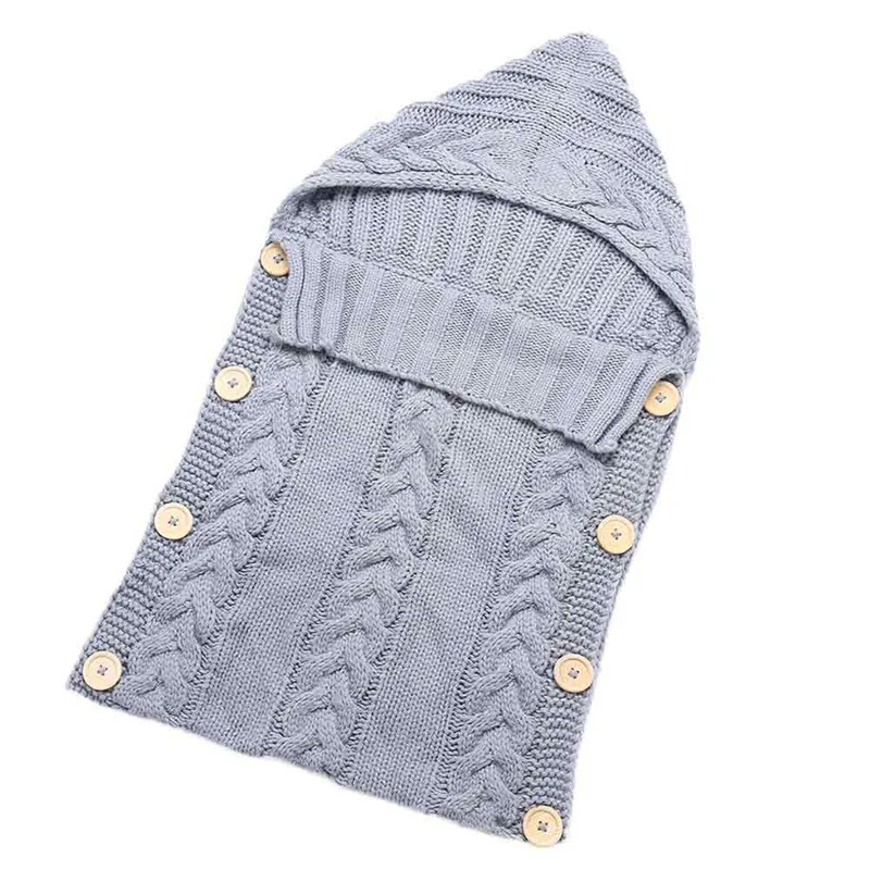 Детское шерстяное Пеленальное Одеяло-конверт для новорожденных девочек и мальчиков; вязаный зимний свитер; спальный мешок; MUQGEW - Цвет: Gray