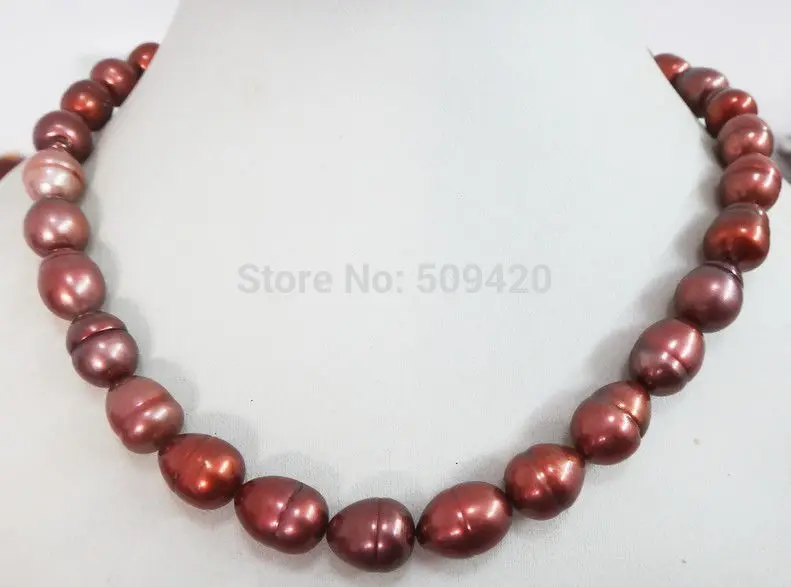 

W&O653 HUGE 18"12-15MM NATURAL Aus. SOUTH SEA GENUINE CHOCOLATE PEARL NECKLACE LUSTER