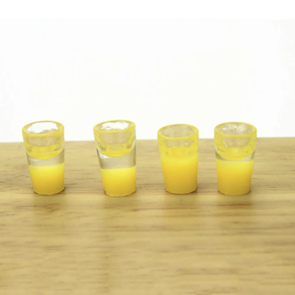 4Pcs//Set 1:12 Dollhouse kitchen orange drink cup miniature milk cup decor