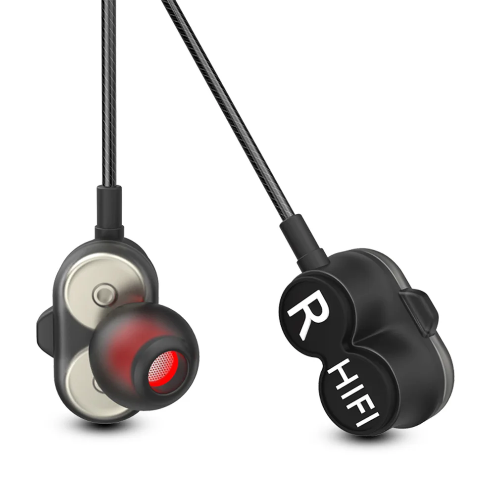 2019 Hot Dual Drive Stereo Wired Earphone In ear Headset Universal Subwoofer With 3 5mm Standard Jack For Tablet Phone