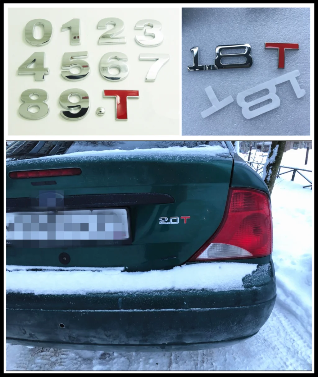 Car 3D displacement standard 1.6T 1.8T 2.0T 2.8T badge tail metal sticker for Volkswagen VW B6 Jetta Mk5 MK6 Any Cars