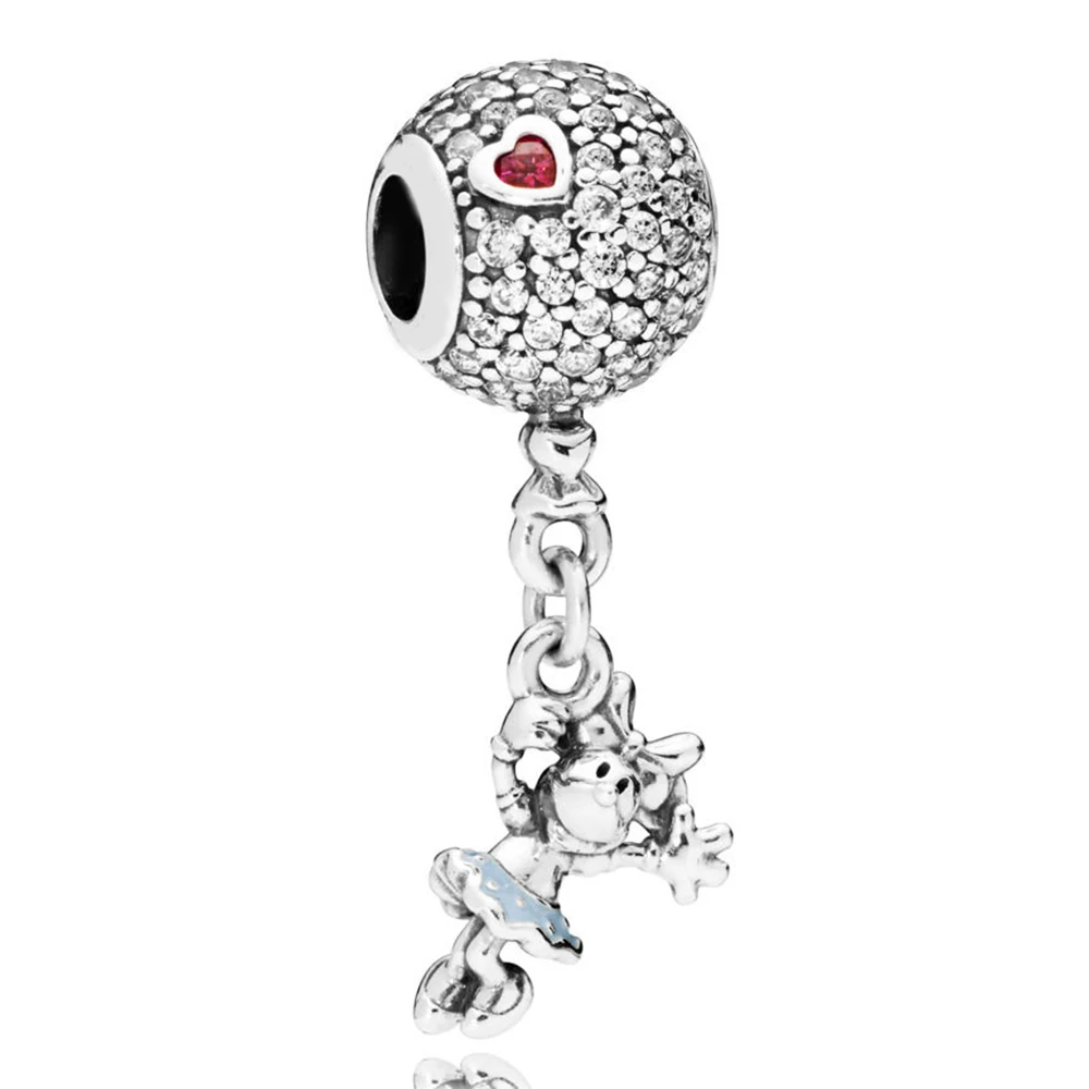

100% 925 Sterling Silver Charms Diseny,Floating Minnie Dangle Charms Fit Original Bracelet Diy Jewelry