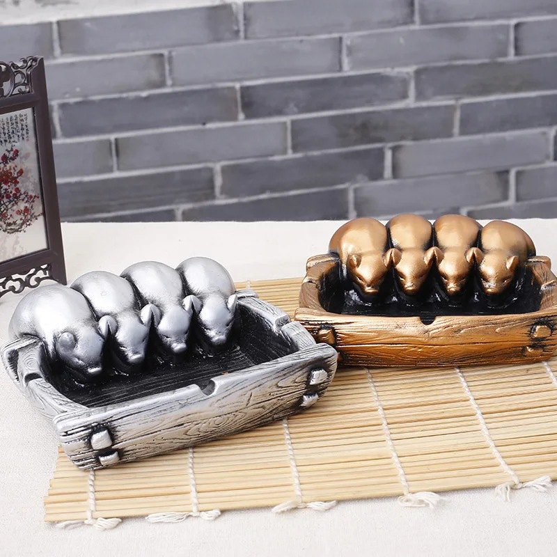 NEWYEARNEW Resin Mascot Rich Pig Ashtray for Car Creative Luck Cigarettes Ash Tray Ashtray Home
