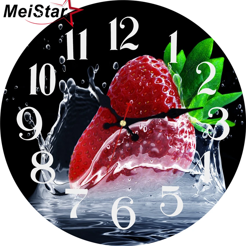 MEISTAR Vintage Round Clock Creative Strawberry Design Silent Living