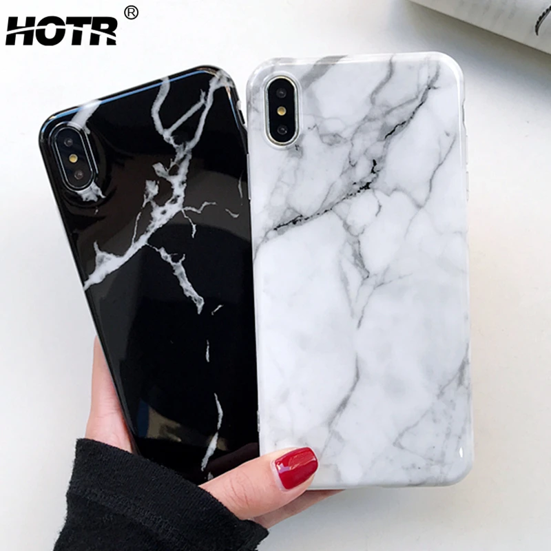Черный Белый Мраморный чехол из ТПУ для iphone X XS XR Max 6 6s 7 8 plus мягкая резиновая