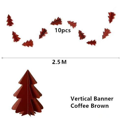 2,5 м Мини-гирлянда с бумажным флагом для рождественской елки, вечерние гирлянды, украшения, баннеры для счастливой рождественской вечеринки, 10 шт - Цвет: Style 1 Coffee