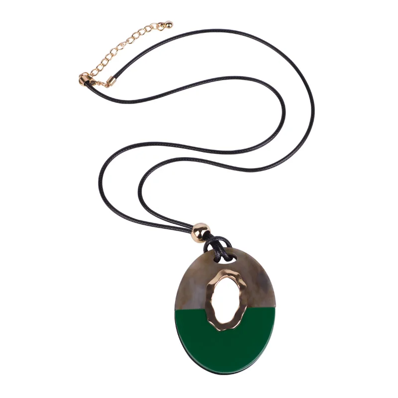 Guanlong Classic Fashion Acrylic Necklaces Women With Big Resin Geometric Pendant Long Leather Chains Necklace Gifts Jewelry (4)