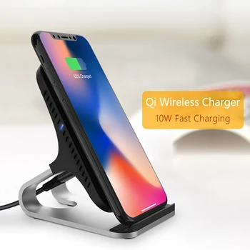 

Qi Wireless Charger Metal Aluminum Stand Holder Fast Charing for iPhone X XS Max Samsung S8 S10 9 Adaper Wireless Qucik Chargers
