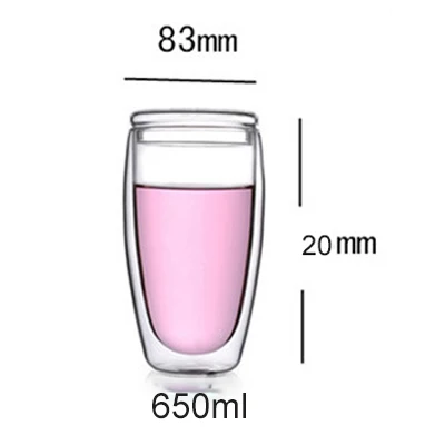 1 шт. 250/350/450/650 мл двойная Стекло сок Кофе чашка с Стекло крышкой ежедневно посуда для напитков сок кружка персональный водный Чай чашки Лидер продаж - Цвет: 650ml