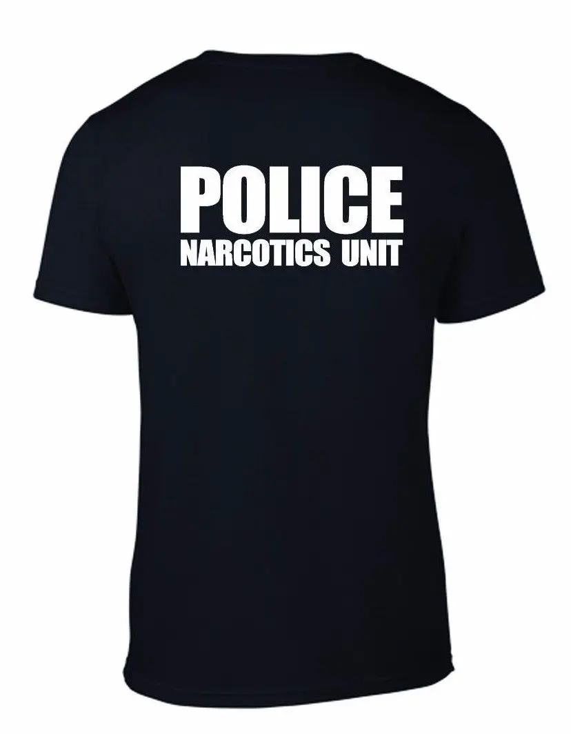 

New Fashion Casual Men Cotton T-shirt Police Unit Law Enforcement Drugs Front & Back Print T Shirt Hip Hop Tees Tops Harajuku