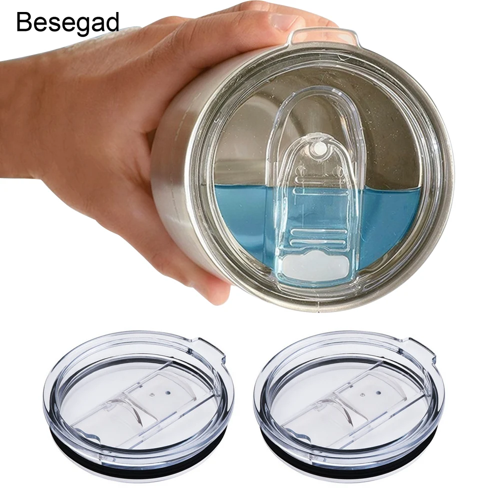 

Behogar Besegad 2pcs Clear Plastic Spill Proof Splash Resistant Replacement Tumbler Lids Covers for Yeti 30oz Cups