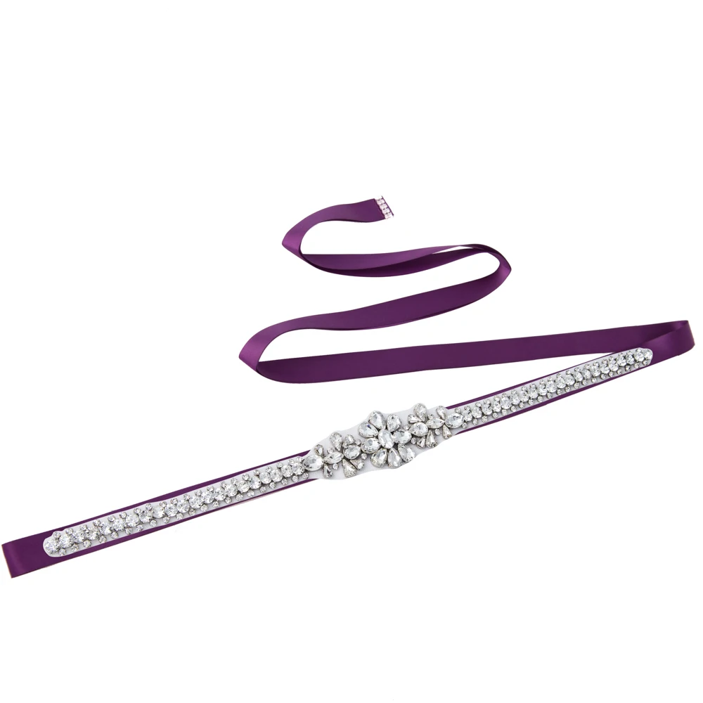 purple TRiXY S258 женские Стразы свадебное платье ремень Серебряная лента Свадебная со стразами алмаз свадебные ремни свадебные аксессуары - Цвет: purple