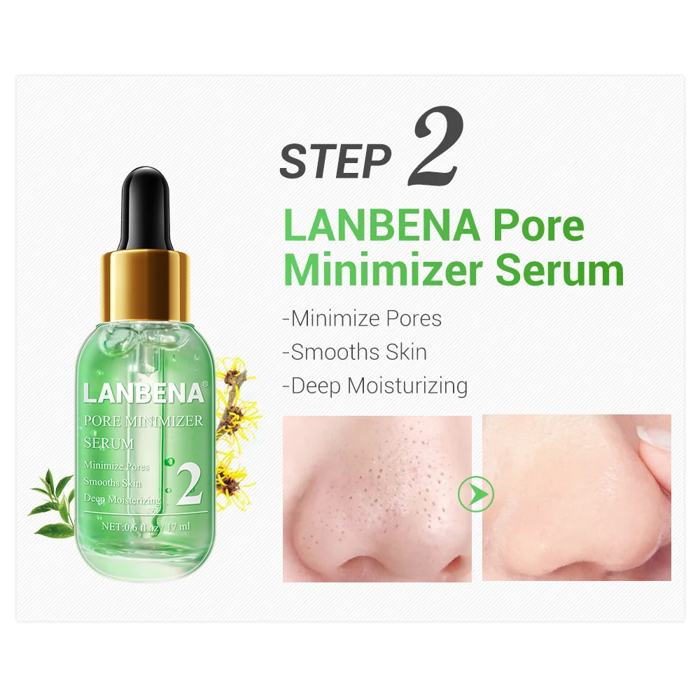 Lanbena Face Serum Skin Care Beauty Blackhead Remover Deep Cleaning Shrinking Pore Purifying Acne Treatment Essence Smoothing