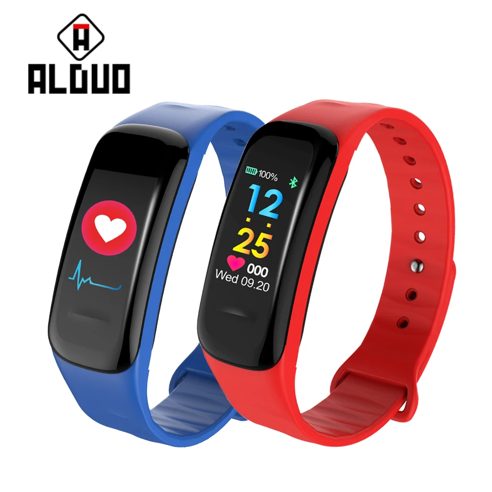 

ALANGDUO C18 cor Smart Band Color Screen Wristband Heart Rate Monitor Pedometer Push Message Waterproof Fitess Tracker promotion