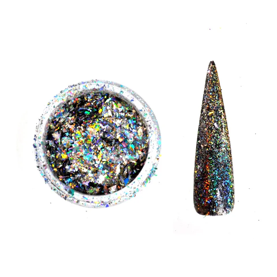 Хлопья Yucca для ногтей блестки голографический Блестящий Порошок Galaxy Holo блестящий