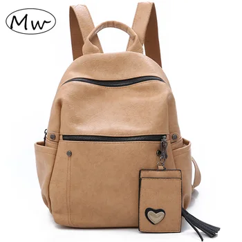 

Fashion PU Backpack Leather Women's Bag Solid with Tassel Soft Packing Cubes Pasjeshouder Credit Card Holder Travel Girls Bags