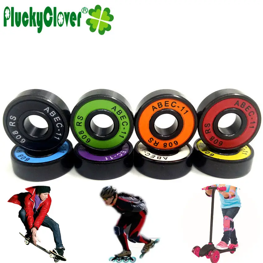 Senston 8 Pieces Bearings Skateboard High Speed Double Shielded Ceramic 608 RS ABEC-11 for Skateboard Trucks Scooters Wheel Roller Skate