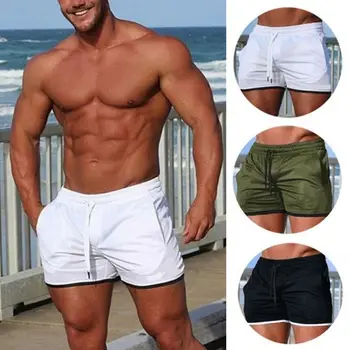 

Men Plus Size Mid Rise Drawstring Waist Shorts Male Solid Color Quick Dry Causal Beach Shorts Slim Fit Trunks With Pockets M-3XL