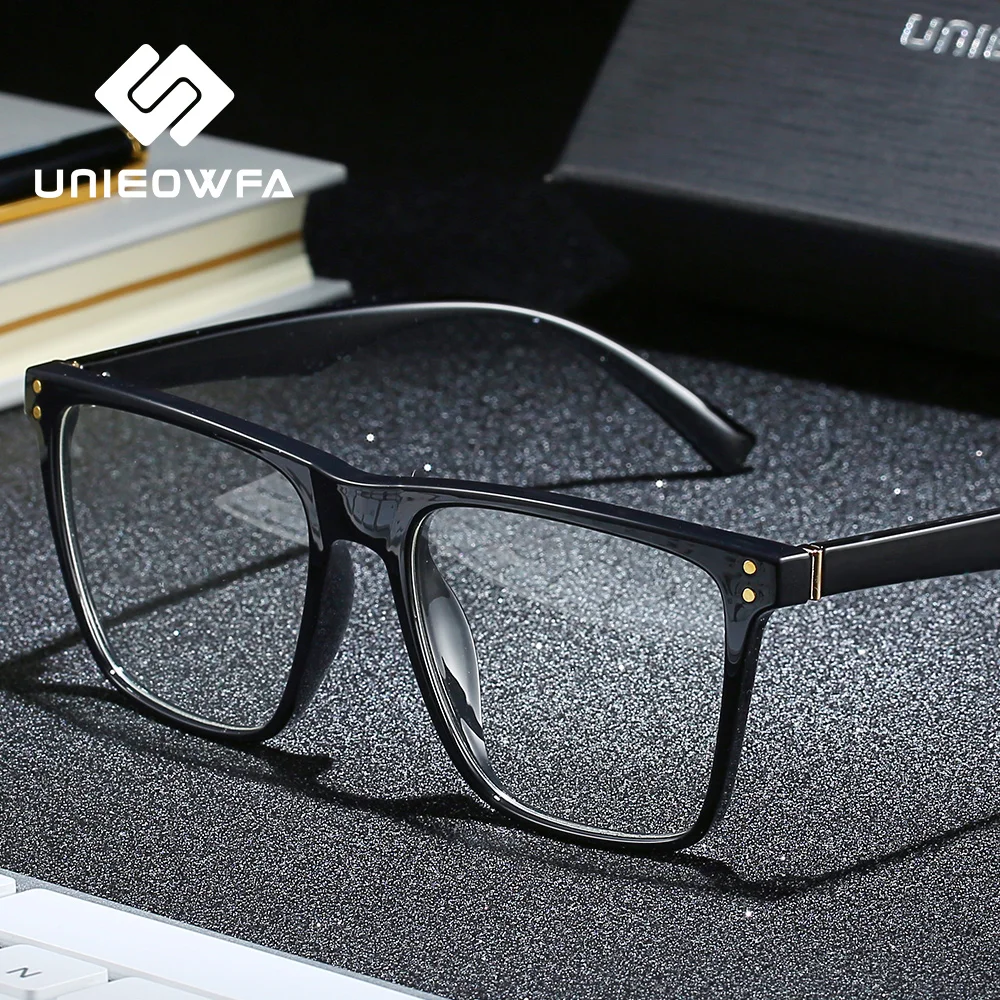 

UNIEOWFA Square Retro Prescription Glasses Frame Men Transparent Clear Eyewear Spectacles Frame Optical Myopia Eyeglasses Frame