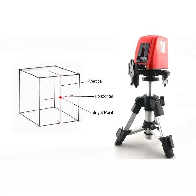 Лазерный нивелир 1V1H 2 линии 1 точка крест красная линия Горизонтальная Вертикальная 360 градусов самонивелирующийся Nivel A8826D AK435 - Цвет: 1V1H1D with Tripod