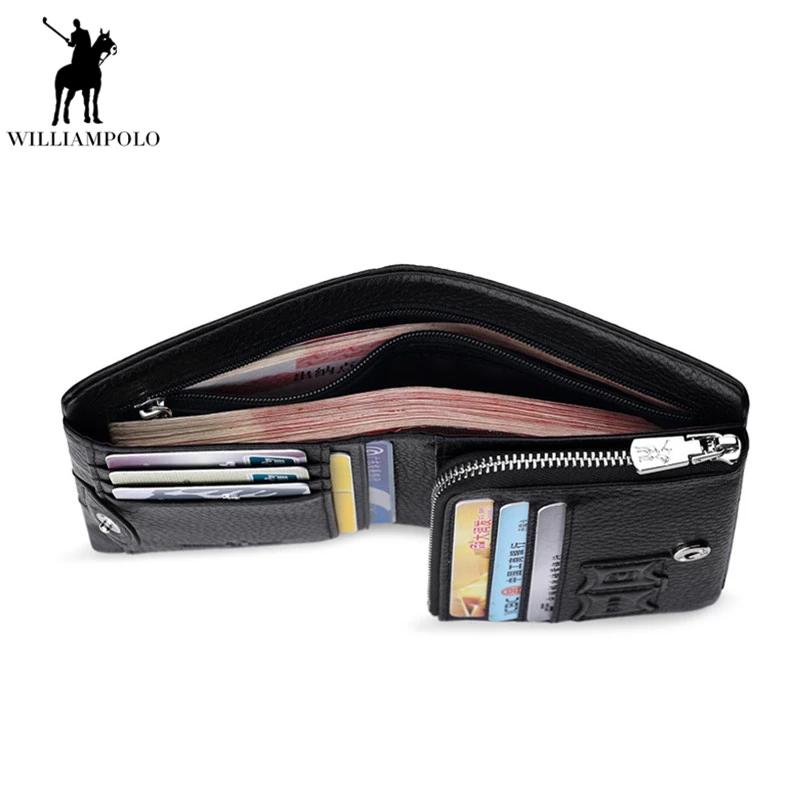 Williampolo 2019 короткий кошелек мужской на молнии кожаный тройной бумажник из