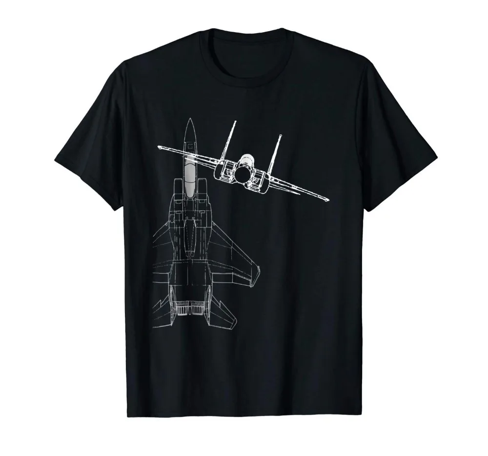 

F-15 Eagle Line Art Military Jet Fighter T-Shirt 2019 New Fashion Brand Clothing Men Cool O-Neck Tops Neon T Shirts