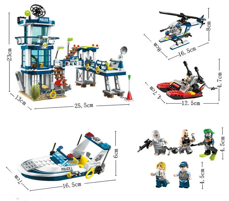 Продажа Модели строительных игрушек 1916 565 шт полицейский план спасательных работ вертолет модель города строительные блоки совместимы с lego игрушки...